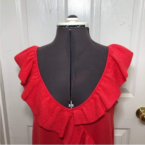 Sofia Vergara Red Versatile Ruffle Tank Knit Sweater Size XL - Picture 4 of 10